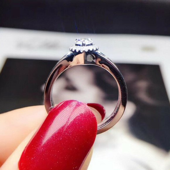 FINAL SALE Pear Cut White Sapphire .925 Silver Ring - Picture 5 of 7